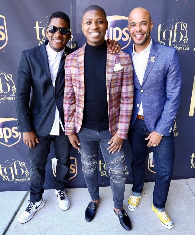 <p>Vaughn Alvarez with Juan Smalls and Gee Smalls, founders of The Gentlemen’s Foundation</p>