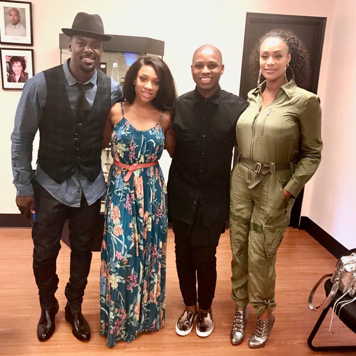 <p>Vaughn Alvarez with Lance Gross, Lil Mama, and Tami Roman from the original TV One film, “When Love Kills: The Falicia Blakely Story” </p>