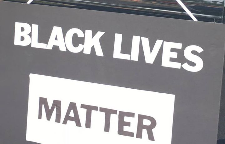 <p>My “Black Lives Matter” sign displayed during the Fourth of July parade in Hobart, Indiana </p>