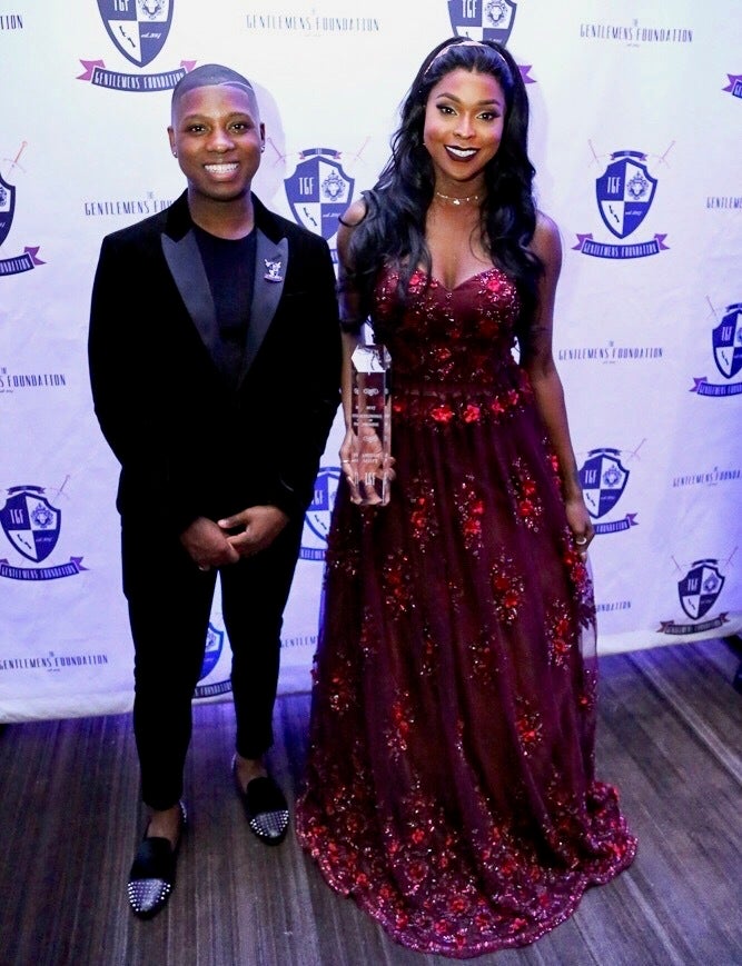<p>Vaughn Alvarez with actress Amiyah Scott of Fox-TV’s “Star” at The Gentlemen’s Ball in 2017</p>