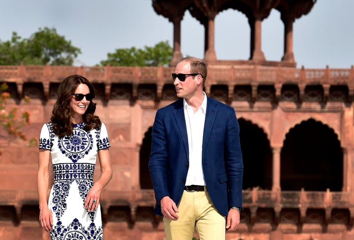 Clearly happy, but keeping some distance during their April 2017 visit to the Taj Mahal.