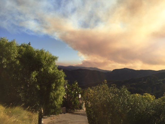 This was the view of the Skirball fire in Los Angeles, taken from my front deck on Wednesday.