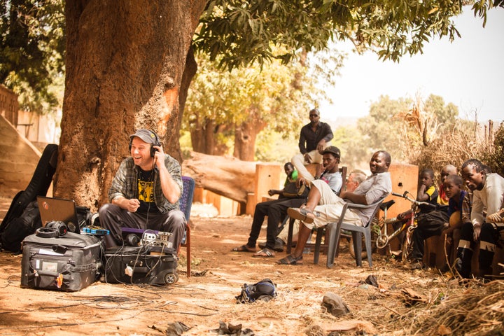 Mark Johnson recording in Bamako, Mali.