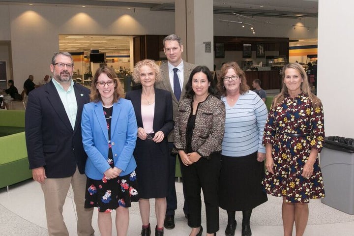 <p>NIMH Alliance for Research Progress speakers (left to right): Joshua A. Gordon, M.D., Ph.D., NIMH Director; Gloria Reeves, M.D., University of Maryland School of Medicine; Nora Volkow, M.D., NIDA Director; Argyris Stringaris, M.D., Ph.D., MRCPsych, NIMH Division of Intramural Research Programs; Carolyn Rodriguez, M.D., Ph.D., Stanford University; Tammy Clough, University of Maryland School of Medicine; and Shelli Avenevoli, Ph.D., NIMH Deputy Director. September 15, 2017. </p>