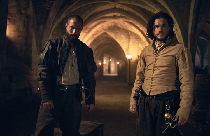 Tom Cullen (left) with Kit Harington in "Gunpowder." 