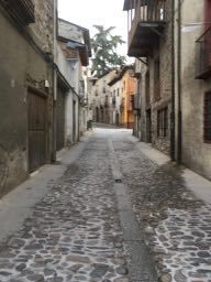 The narrow quiet streets of Villafranco in Bierzo, Spain