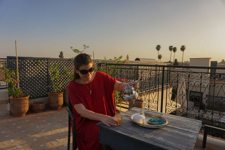 Drinking mint tea in Marrakech