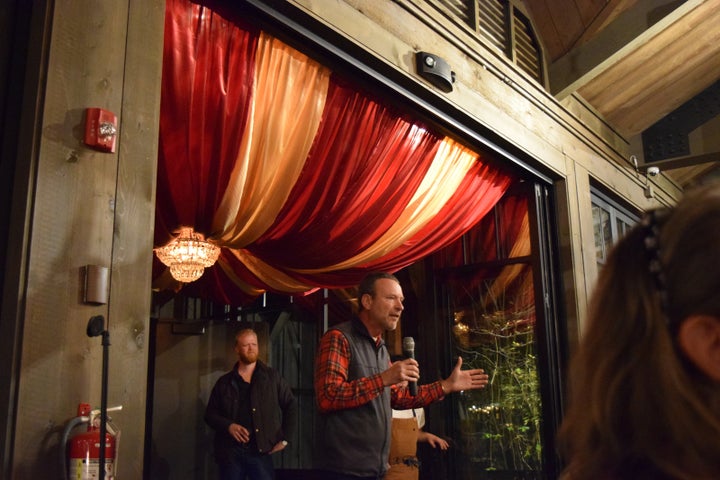 <p>Don Carringer of Carringer Farms entertains the crowd with tales of potatoes.</p>