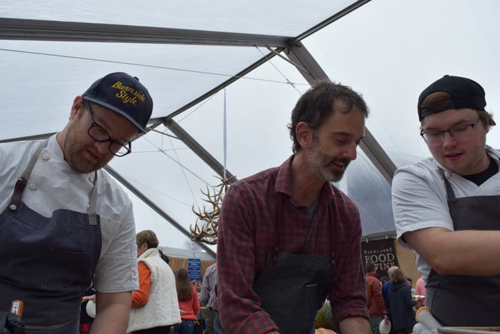 Chef Steven Satterfield and crew (Miller Union, Atlanta, GA) on a foggy morning at the 2017 Highlands Food & Wine Festival. His pumpkin dutch baby was my favorite on this foggy morning’s Sunday Brunch.