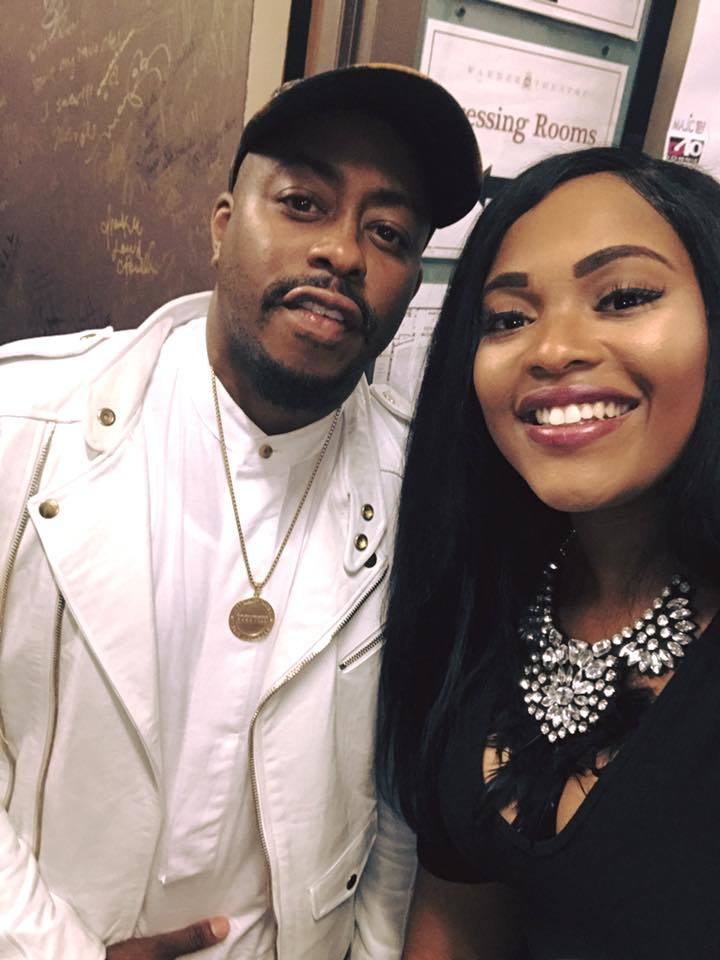 Ashley N. Johnson with Raheem DeVaughn at Donnie Simpson 40th Anniversary at Warner Theater in Washington, D.C.