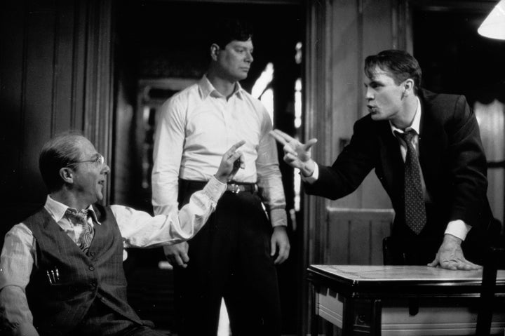 Dustin Hoffman, Stephen Lang and John Malkovich in a photo for the TV version of "Death of a Salesman" in 1985.