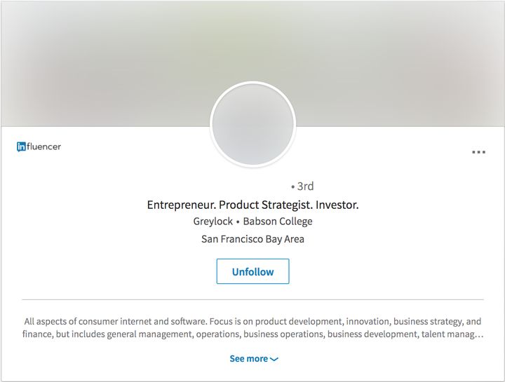 Reid Hoffman’s Linkedin profile with the Unbiasify name and photo filter turned on
