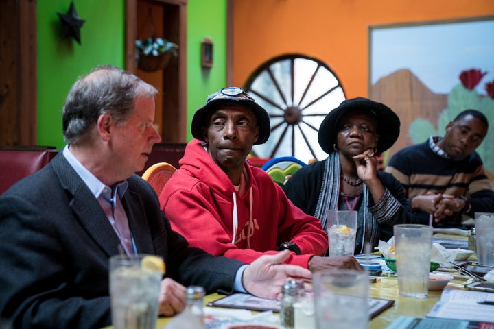 Here's Doug Jones meeting with voters in Talladega, Alabama.