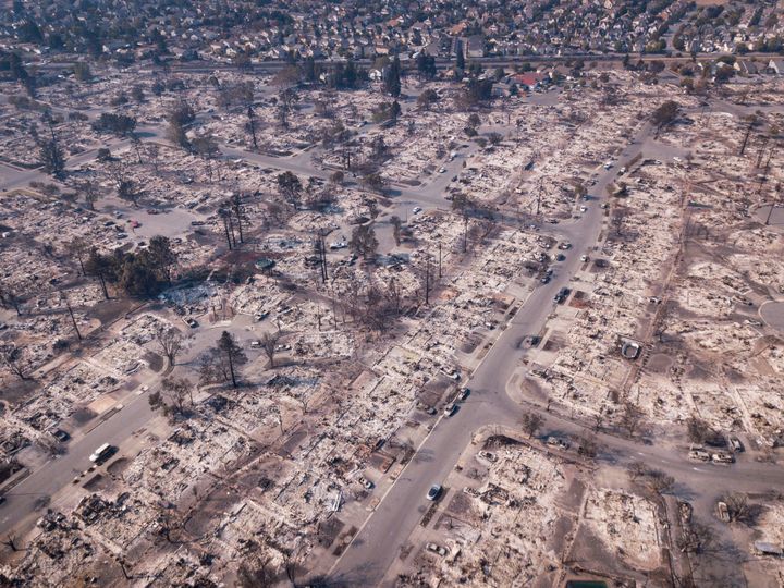 An aerial view of the damage to the Coffey Park neighborhood in Santa Rosa, California, on Oct. 11, 2017.