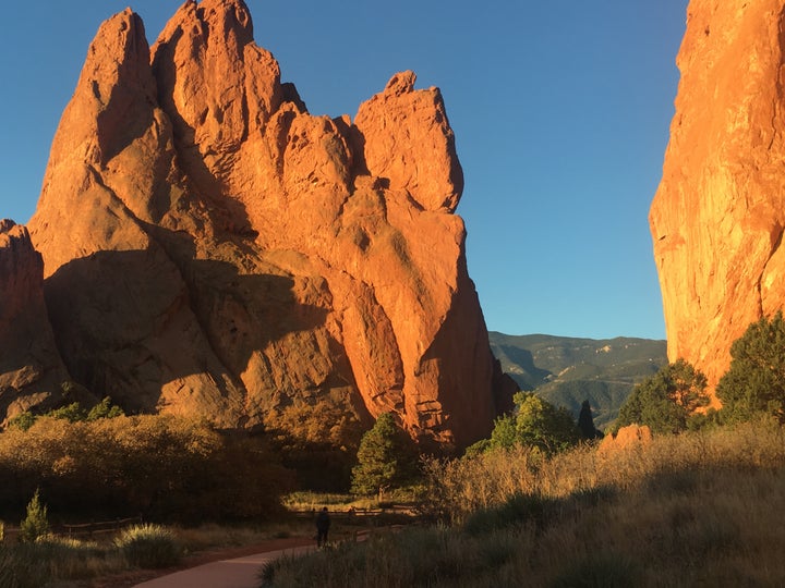 <p>Sunrise walk in autumn at Garden of the Gods.</p>