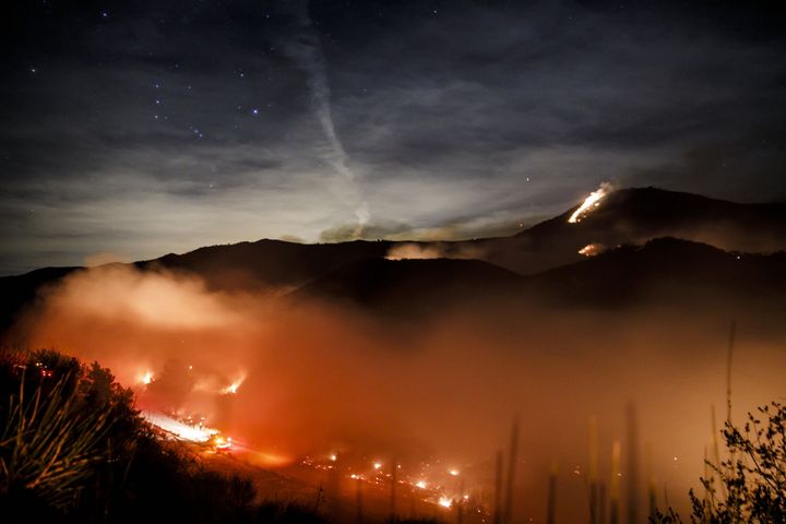 The Thomas fire burns near Ojai, California, on Dec. 8.