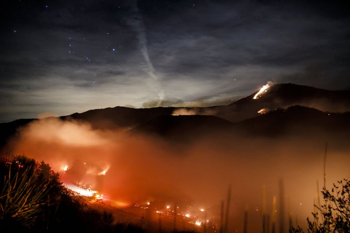 The Thomas fire burns near Ojai, California, on Dec. 8.