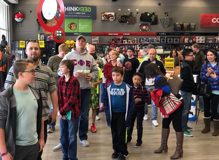 Members of the HartSquad lined up at Dallas Gamestop, located at 2201 Preston Road.