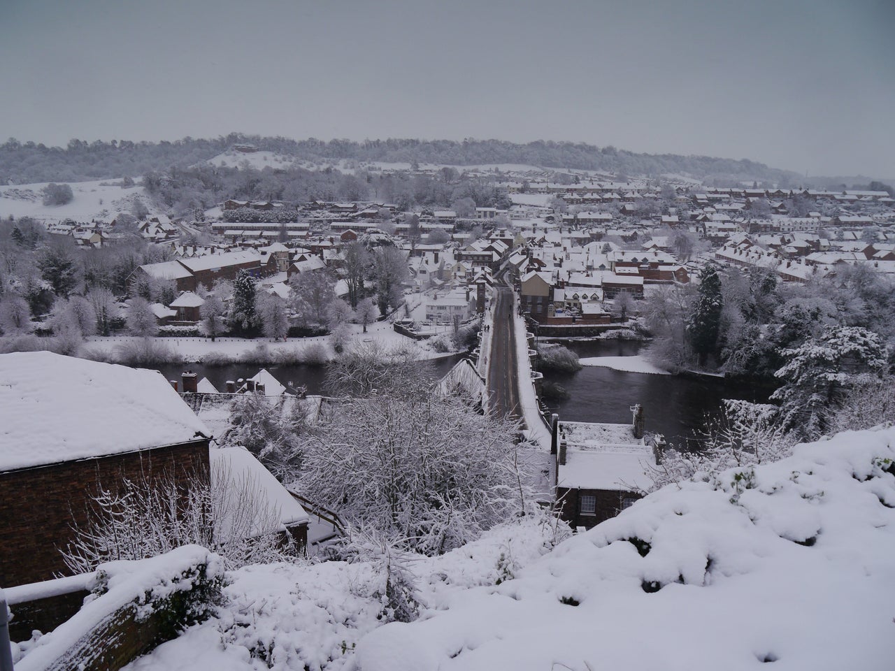 The scene in Bridgnorth, Shropshire, on Sunday morning