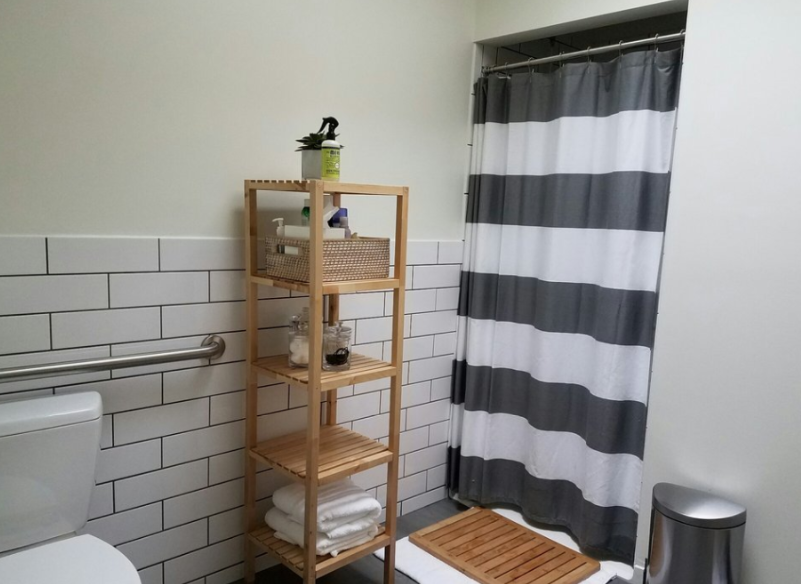 This photo is of the private bathroom and shower.