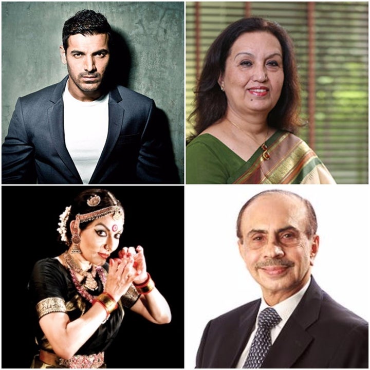 <p>(Clockwise) Mr. John Abraham, Ms. Mohini Daljit Singh, Mr. Adi Godrej, Ms. Mallika Sarabhai</p>