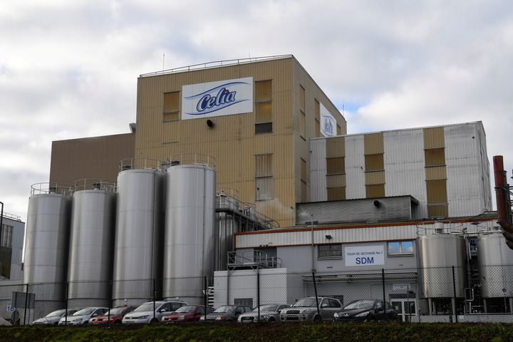 The company believes the salmonella outbreak can be traced to an evaporation tower - used to dry out the milk - at a factory in the town of Craon in northwest France (pictured). 