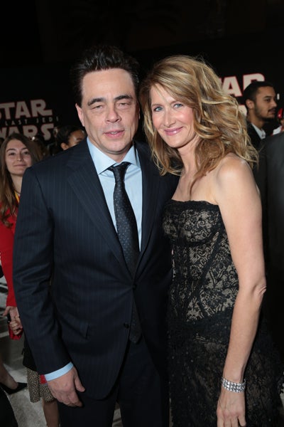 Benicio Del Toro and Laura Dern arrive on the red carpet for the world premiere of <em>Star Wars: The Last Jedi</em>