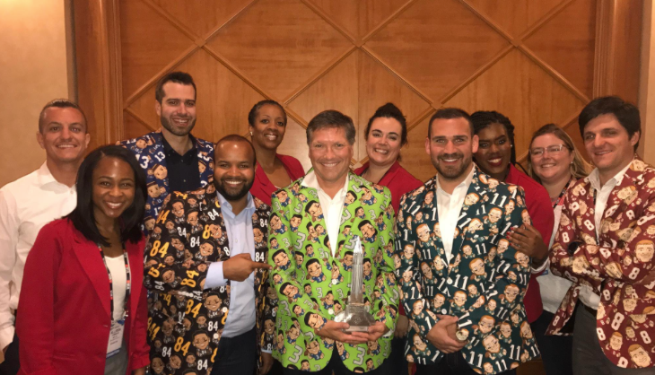 After the NFLPA won Best Sports Licensing Property for the second year in a row at Licensing Expo 2017. Left to right: Alex G