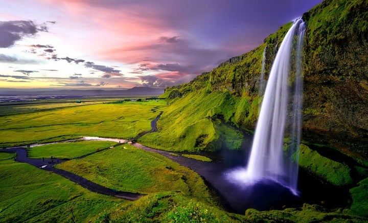 Water falling in Iceland.