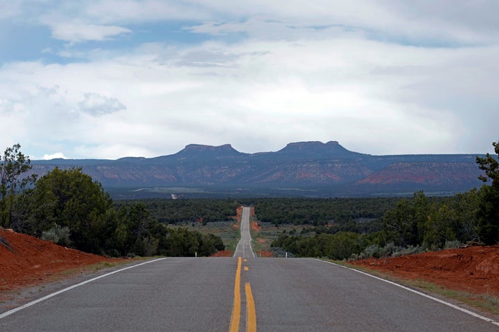 The twin rock formations that make up Bears Ears National Monument in Utah on May 16, 2017.