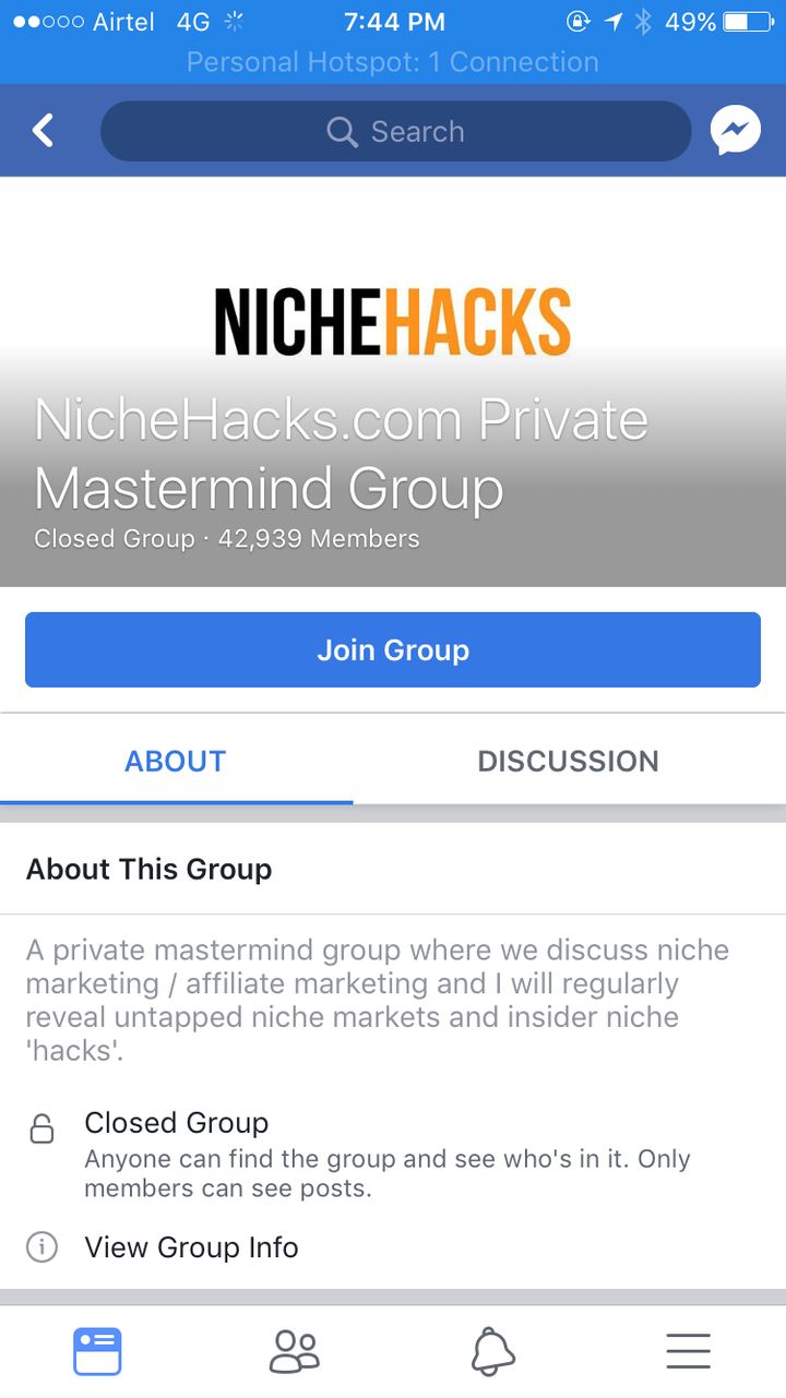 <p>NicheHacks Facebook Group</p>