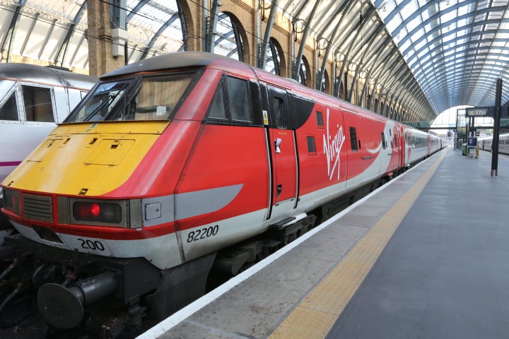 A Virgin East Coast train at King's Cross, London.