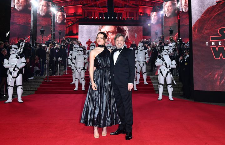 Daisy Ridley and Mark Hamill at the 'Star Wars' premiere