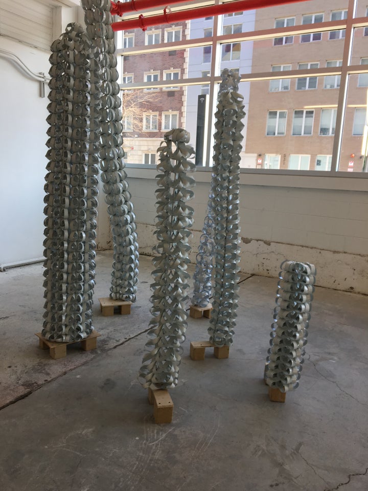 <p>Kate Rusek, <em>Blind Adjustments</em>, aluminum, vinyl, and hardware: <em>Intertwined</em> at 470 Vanderbilt Ave with Chashama</p>