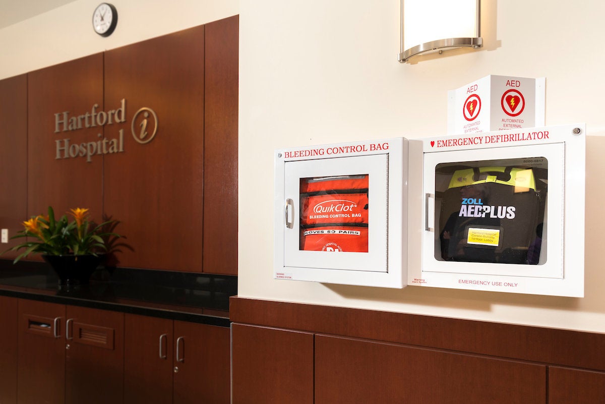 A bleeding control bag located at Hartford Hospital.