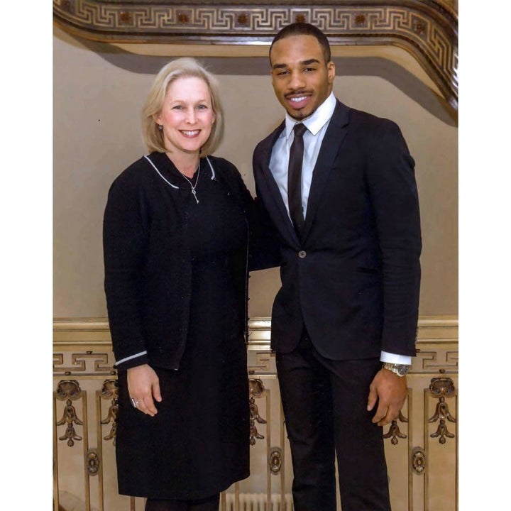 <p>Marc Banks with former boss, Senator Gillibrand of New York in the Russell Senate Building in Washington, D.C.</p>