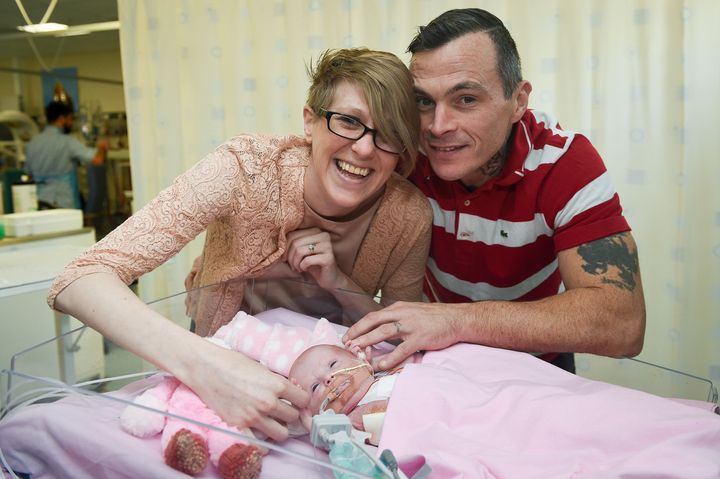 Vanellope with her mum Naomi Findlay and dad Dean Wilkins 