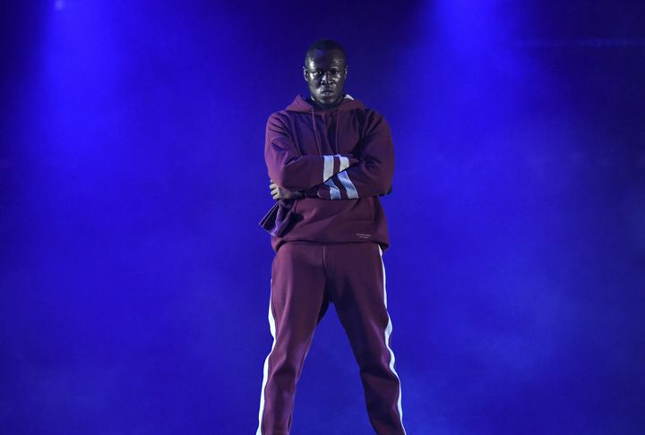 Stormzy on stage at the MTV Music Awards in London
