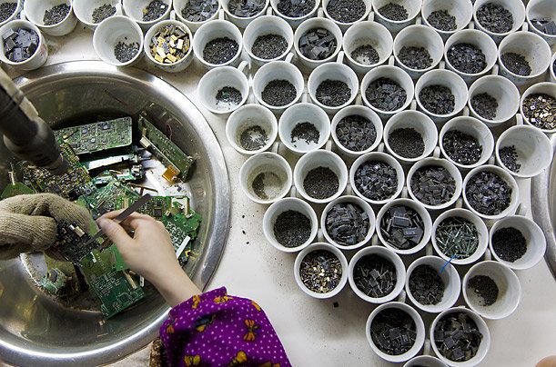 Sorting e-waste in China.