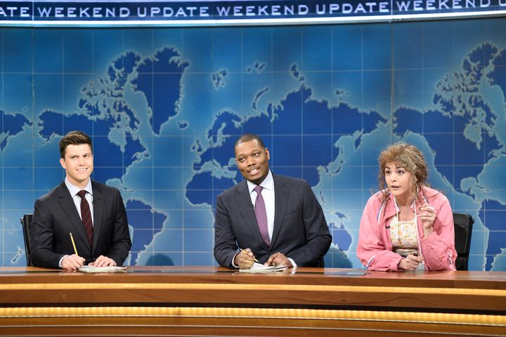 Michael Che, center, with Colin Jost and Cecily Strong, just made history.