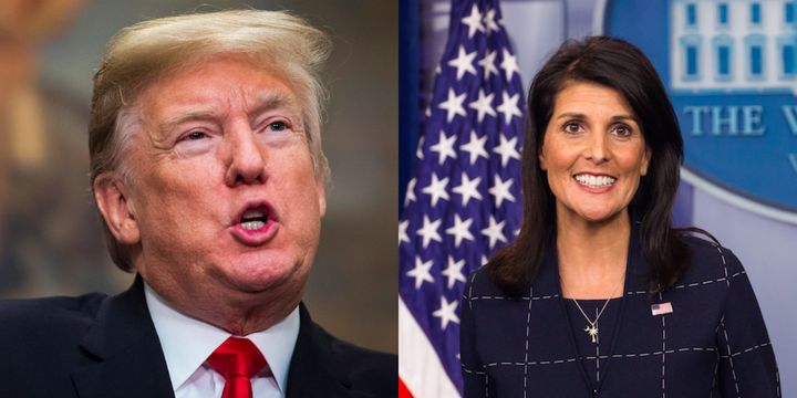 “I think any woman who has felt violated or felt mistreated in any way -- they have every right to speak up," U.S. Ambassador to the United Nations Nikki Haley said when asked about women accusing President Donald Trump of sexual misconduct.