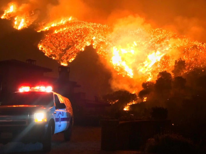  The Thomas wildfire burns near Romero Canyon on Dec. 12, 2017.