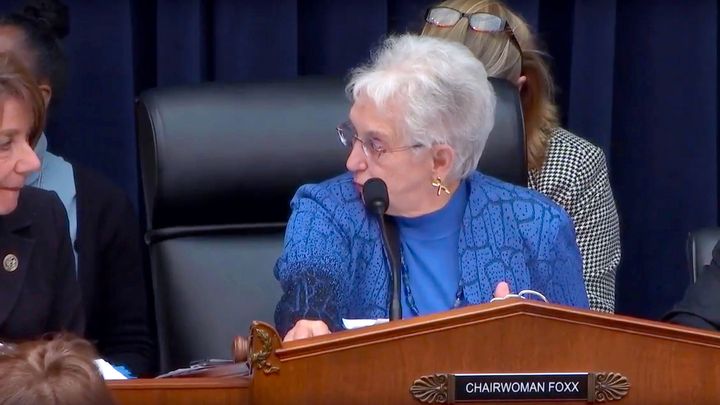 <p>Rep. Susan Davis (D-CA 53rd) speaks with Rep. Virginia Foxx (R-NC 5th), Chairwoman of the U.S. House of Representatives Committee on Education, and the Workforce, on December 12, 2017 about campus sexual assault provisions in the Promoting Real Opportunity, Success, and Prosperity through Education Reform (PROSPER) Act.</p>