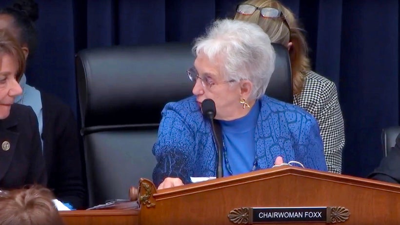 Rep. Susan Davis (D-CA 53rd) speaks with Rep. Virginia Foxx (R-NC 5th), Chairwoman of the U.S. House of Representatives Commi