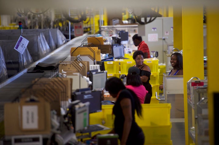 Workers at the Amazon fulfillment center in Robbinsville, New Jersey, Aug. 1, 2017.