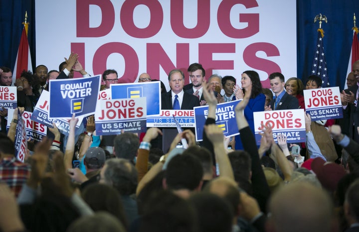 Doug Jones at his victory party Tuesday night.