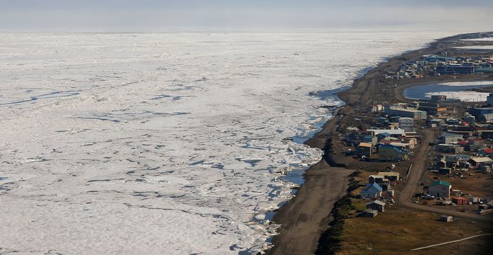 An aerial view of the arctic ice from above Barrow, Alaska, is seen in this undated Getty file photo. The ice has retreated drastically in recent years as winter temperatures have soared.