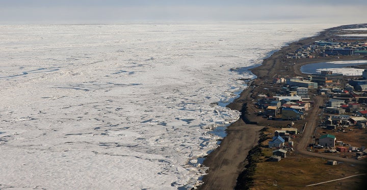 An aerial view of the arctic ice from above Barrow, Alaska, is seen in this undated Getty file photo. The ice has retreated drastically in recent years as winter temperatures have soared.