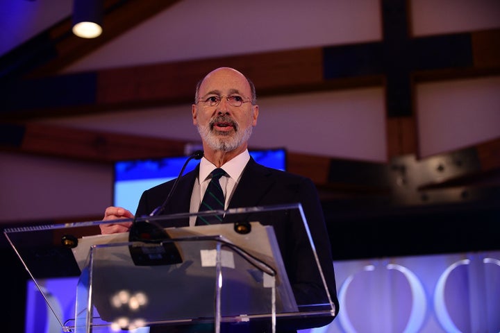 Pennsylvania Gov. Tom Wolf (D) speaks during the Geisinger National Symposium, "From Crisis to Cure: Revitalizing America's Healthcare System," on Nov. 9 in Danville, Pennsylvania.