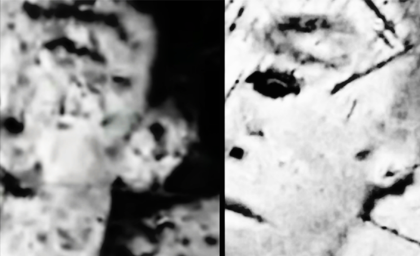 Side by side comparison of the left sides of the faces of Billy the Kid and the alleged Billy the Kid in the Collins’ brother